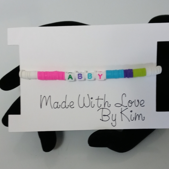 Beaded Personalized Name Bracelet Multi Color New - Picture 2 of 2
